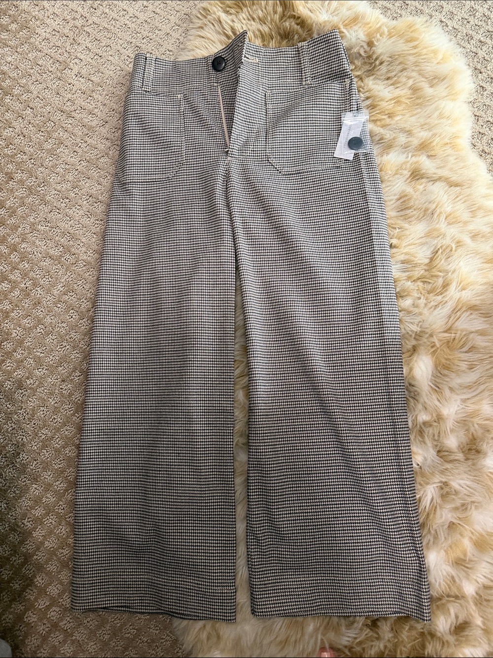 Maeve Black & Cream Houndstooth Trousers